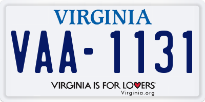 VA license plate VAA1131