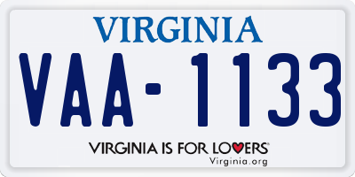 VA license plate VAA1133