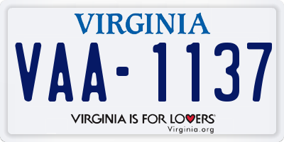 VA license plate VAA1137