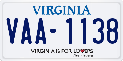 VA license plate VAA1138