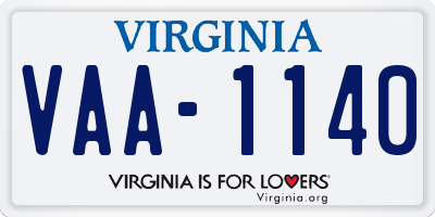 VA license plate VAA1140