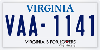 VA license plate VAA1141