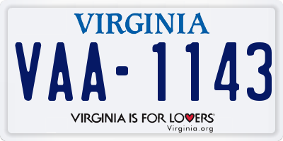 VA license plate VAA1143