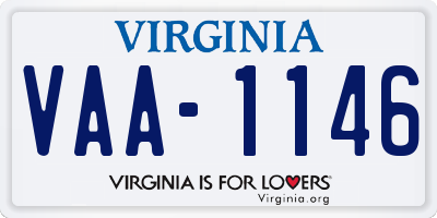 VA license plate VAA1146