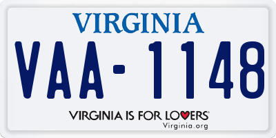 VA license plate VAA1148