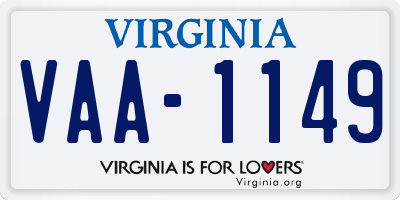 VA license plate VAA1149