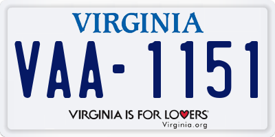 VA license plate VAA1151