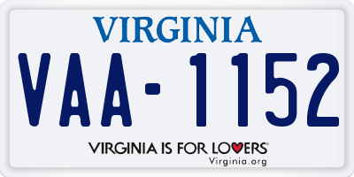 VA license plate VAA1152