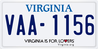 VA license plate VAA1156