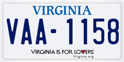 VA license plate VAA1158