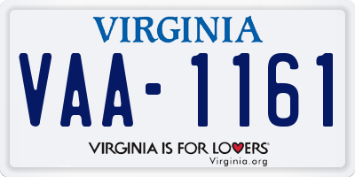 VA license plate VAA1161