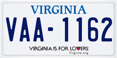 VA license plate VAA1162