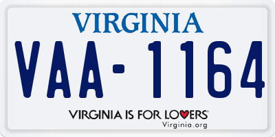 VA license plate VAA1164
