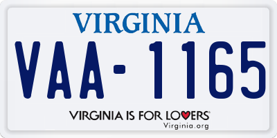 VA license plate VAA1165