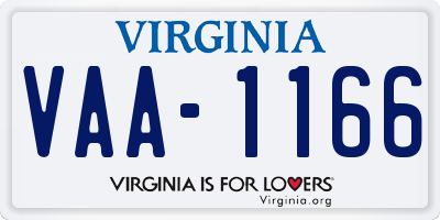 VA license plate VAA1166