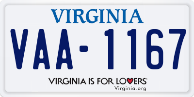 VA license plate VAA1167