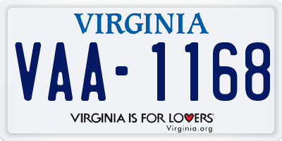 VA license plate VAA1168