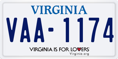 VA license plate VAA1174