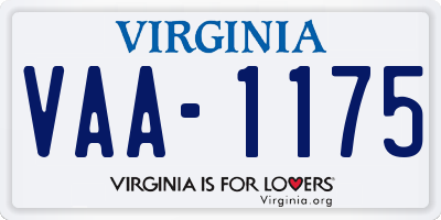 VA license plate VAA1175