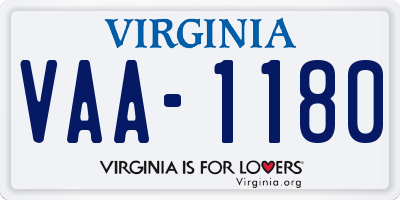 VA license plate VAA1180