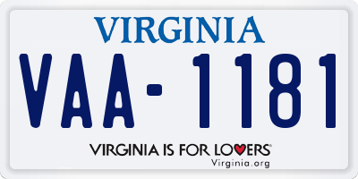 VA license plate VAA1181