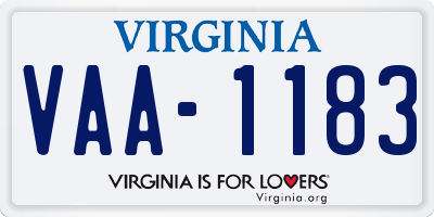 VA license plate VAA1183