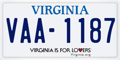 VA license plate VAA1187