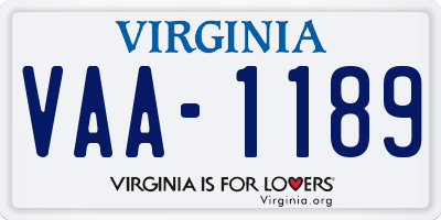 VA license plate VAA1189