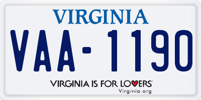 VA license plate VAA1190