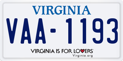 VA license plate VAA1193