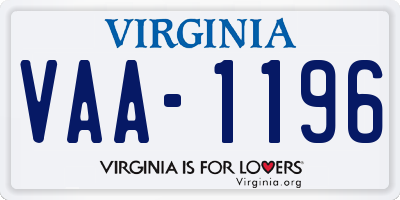 VA license plate VAA1196