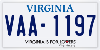 VA license plate VAA1197