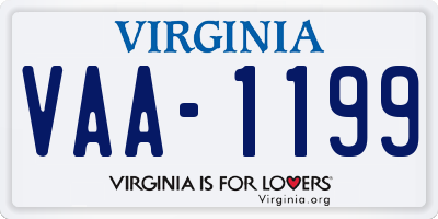 VA license plate VAA1199