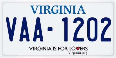 VA license plate VAA1202