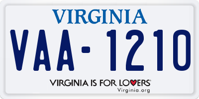 VA license plate VAA1210