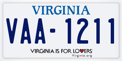 VA license plate VAA1211