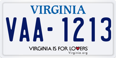 VA license plate VAA1213