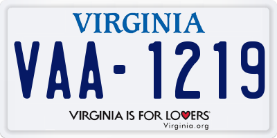 VA license plate VAA1219