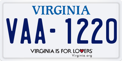 VA license plate VAA1220