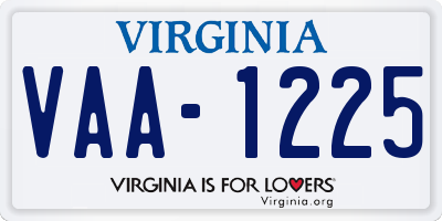 VA license plate VAA1225