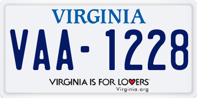 VA license plate VAA1228