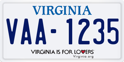 VA license plate VAA1235