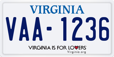 VA license plate VAA1236