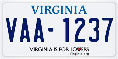 VA license plate VAA1237