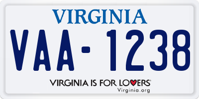 VA license plate VAA1238