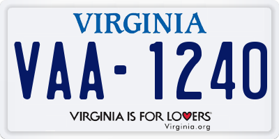 VA license plate VAA1240