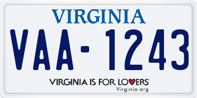 VA license plate VAA1243