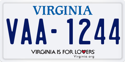 VA license plate VAA1244