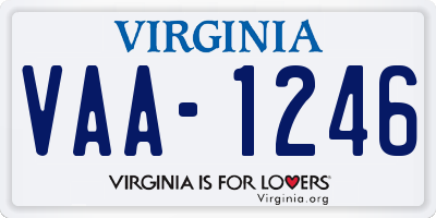 VA license plate VAA1246