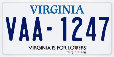 VA license plate VAA1247